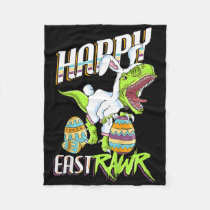 Happy Eastrawr Cute Trex Dinosaur Easter Bunny Egg Fleece Blanket
