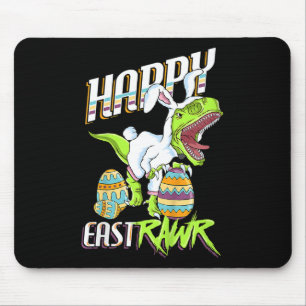 Happy Eastrawr Cute Trex Dinosaur Easter Bunny Egg Mouse Mat