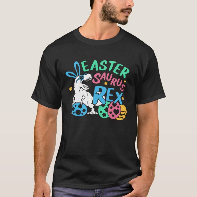 Happy Eastrawr Easter Bunny Dinosaur Eggs Basket S T-Shirt (Front)