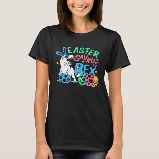 Happy Eastrawr Easter Bunny Dinosaur Eggs Basket S T-Shirt (Front)