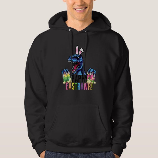 Happy Eastrawr Rex Dinosaur Easter Day Bunny Egg B Hoodie (Front)