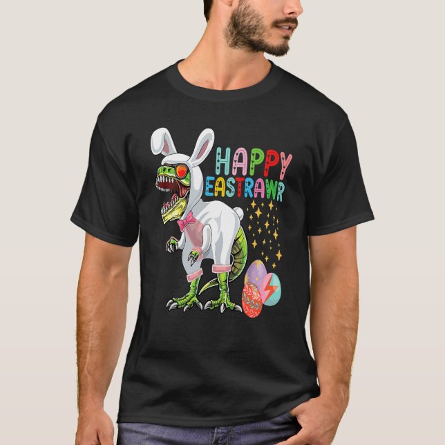 Happy Eastrawr Rex Dinosaur Teen Girls Boys Easter T-Shirt (Front)