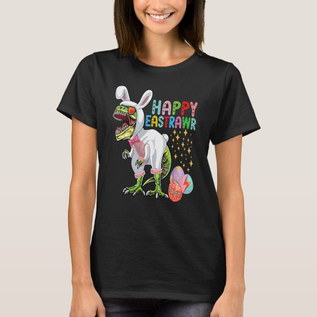 Happy Eastrawr Rex Dinosaur Teen Girls Boys Easter T-Shirt (Front)