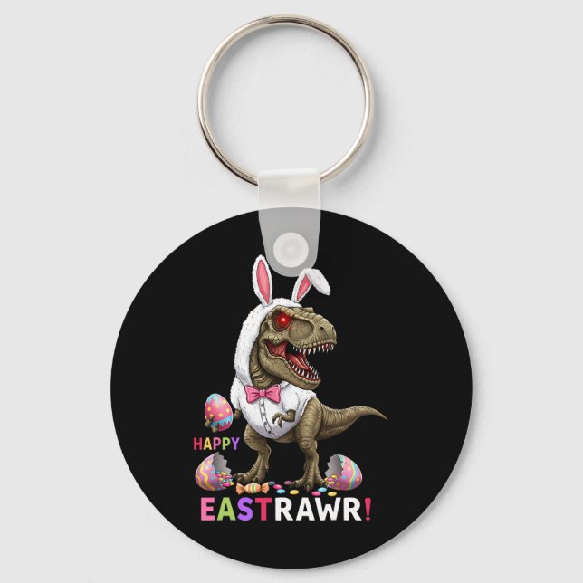 Happy Eastrawr T Rex Dinosaur Easter Bunny Candy E Key Ring (Front)