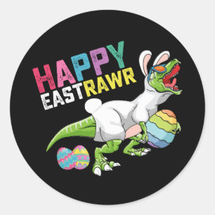 Happy Eastrawr T Rex Dinosaur Easter Bunny Egg Classic Round Sticker