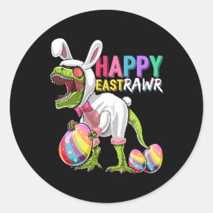 Happy Eastrawr T Rex Dinosaur Easter Bunny Egg Cos Classic Round Sticker