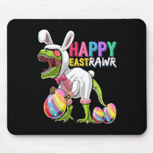 Happy Eastrawr T Rex Dinosaur Easter Bunny Egg Cos Mouse Mat
