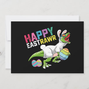 Happy Eastrawr T Rex Dinosaur Easter Bunny Egg Invitation
