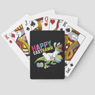 Happy Eastrawr T Rex Dinosaur Easter Bunny Egg Playing Cards