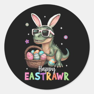 Happy Eastrawr T Rex Easter Bunny Dinosaur Eggs Bo Classic Round Sticker