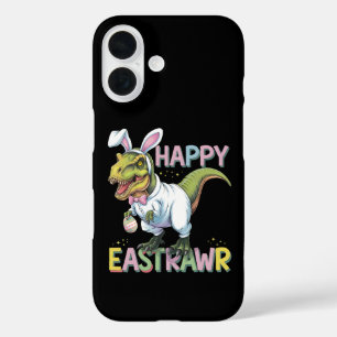 Happy Eastrawr T Rex Easter Dinosaur Bunny Egg iPhone 16 Case