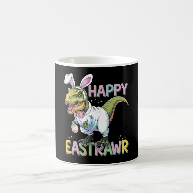 Happy Eastrawr T Rex Easter Dinosaur Bunny Egg Coffee Mug (Center)