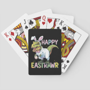 Happy Eastrawr T Rex Easter Dinosaur Bunny Egg Playing Cards