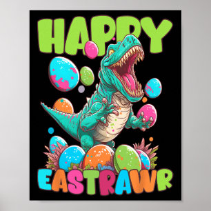 Happy Eastrawr Toddler Boya Kids T-rex Easter Dino Poster