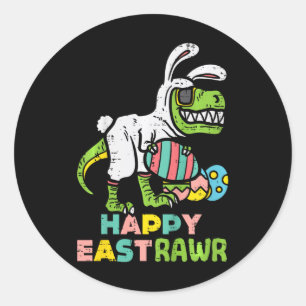 Happy Eastrawr Trex Easter Bunny Egg Funny Dinosau Classic Round Sticker