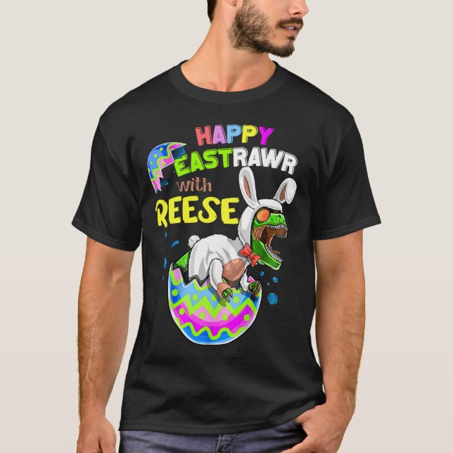 Happy Eastrawr With REESE Family Easter Day T-Shirt (Front)