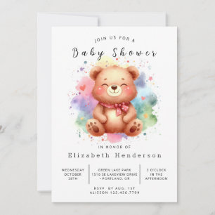 Happy Editable Bear Baby Shower Invitation