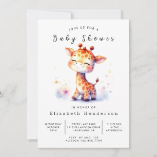 Happy Editable Giraffe Baby Shower  Invitation