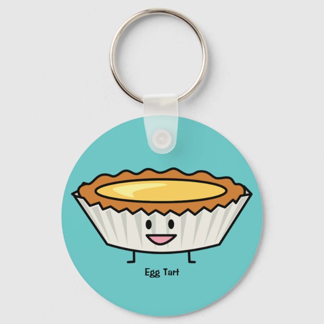 Happy Egg Tart Custard crust Chinese dessert Key Ring (Front)