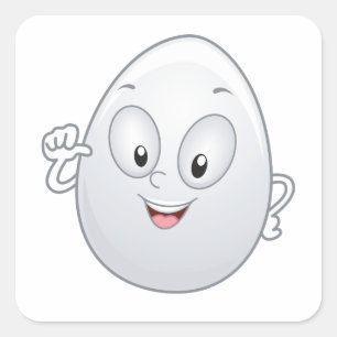 Happy Egg With A Face Square Sticker