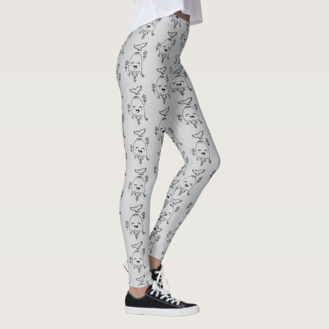 Happy Egg with Bird and Flowers Leggings (Right)