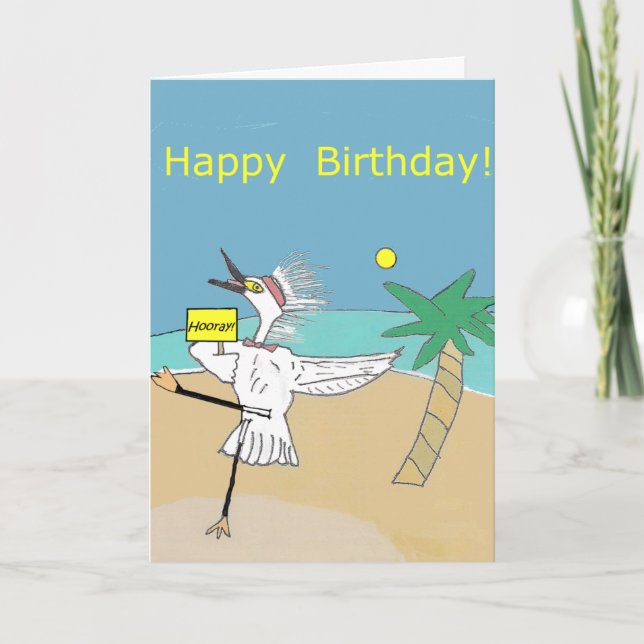 Happy Egret -- Happy Birthday Card (Front)