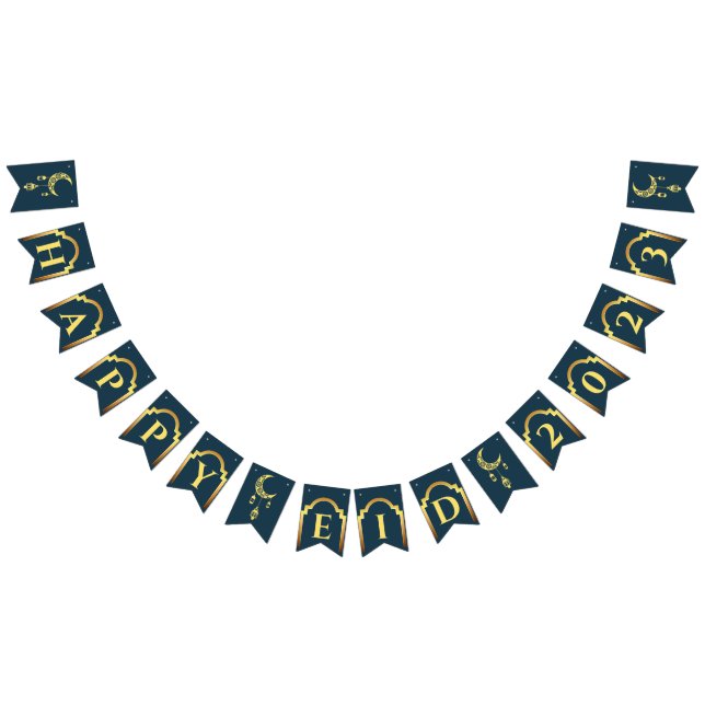 Happy Eid 2023 Navy Modern Eid Decoration Banner (All)
