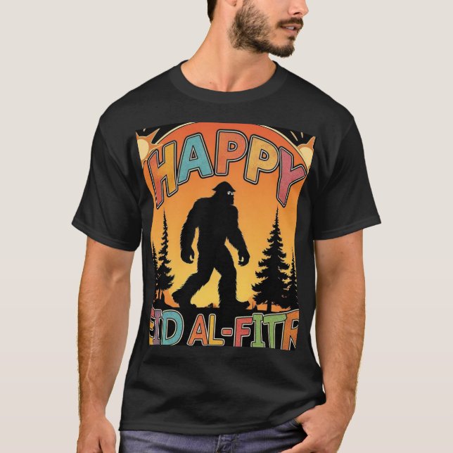 Happy Eid Al Fitr Bigfoot Sunset Mens TShirt (Front)