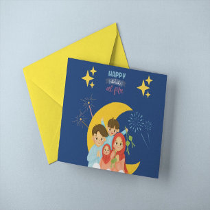 Happy Eid Al Fitr Celebration holding Ketupat  Card