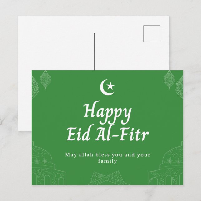 Happy Eid Al Fitr Mubarak Islamic PostCards (Front/Back)