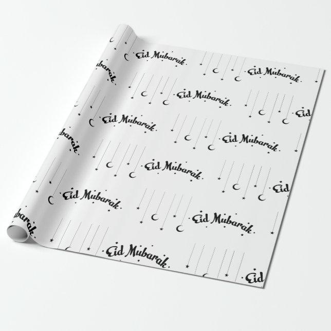 Happy Eid Al-Fitr Mubarak White Wrapping Paper (Unrolled)