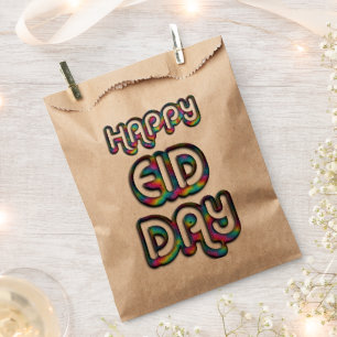 Happy Eid Day Greeting Rainbow Colours Typography Favour Bags