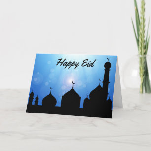 Happy Eid Mosque with Sunrays - Greeting Card