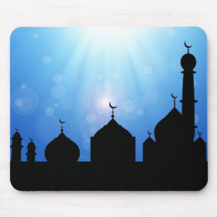 Happy Eid Mosque with Sunrays Mouse Mat
