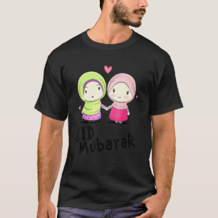 Happy Eid Mubarak Calligraphy With Hijab Muslim Gi T-Shirt