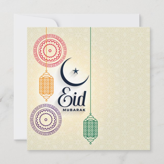 Happy Eid Mubarak Colourful Holiday Card (Front)