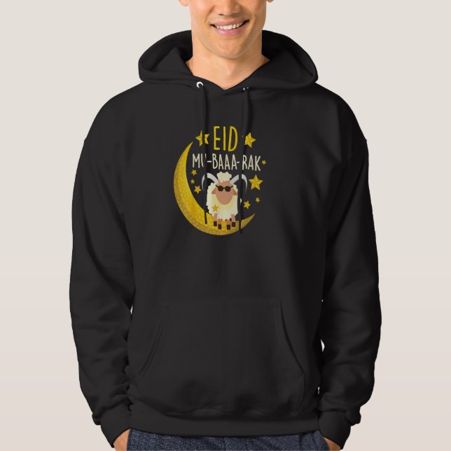 Happy Eid Mubarak for Muslim Funny Sheep Eid Al Ad Hoodie (Front)