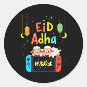 Happy Eid Mubarak Gaming For Muslim Gamer Kids You Classic Round Sticker