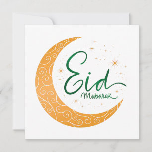 Happy Eid Mubarak gold moon crescent Holiday Card