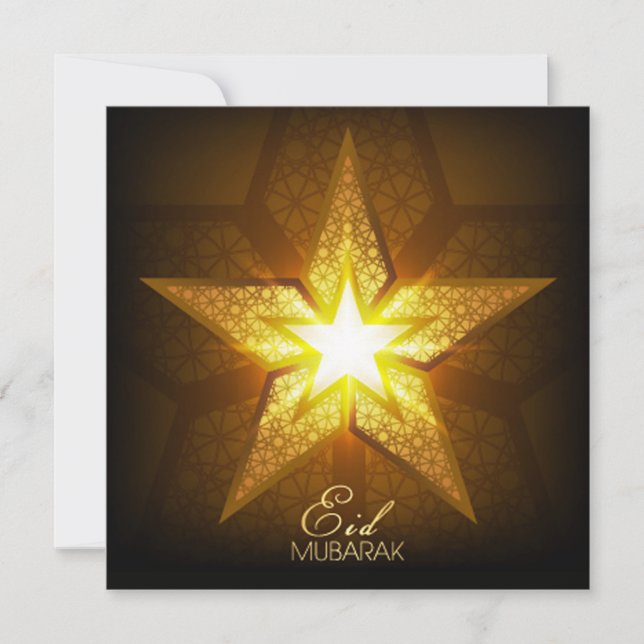 Happy Eid Mubarak Islamic Geometric Pattern Star Holiday Card (Front)