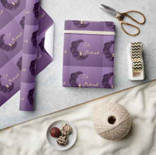 Happy Eid Mubarak Purple Crescent Wrapping  Paper 