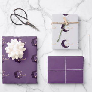 Happy Eid Mubarak Purple Crescent Wrapping  Paper 