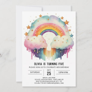 Happy Elegant Clouds Girl Birthday Invitation