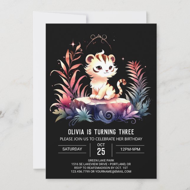 Happy Elegant Tiger Birthday Invitation (Front)
