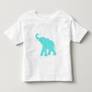 Happy Elephant-Art Turquoise Pattern Cute Toddler T-Shirt