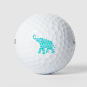 Happy Elephant Art Turquoise Pattern Modern Golf Balls