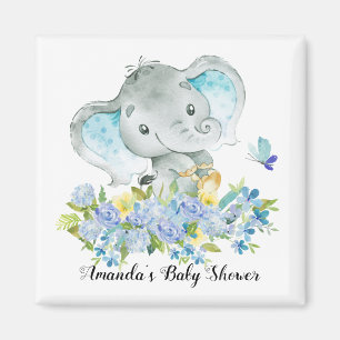 Happy Elephant Baby Boys Shower Favour Magnet