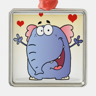 Happy Elephant Cartoon Character Metal Tree Decoration