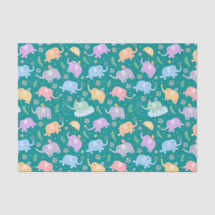Happy Elephant Garden Party w Umbrellas Flowers Tissue Paper