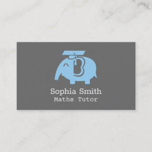 Happy Elephant Graduate Kids Tutor Business Cards